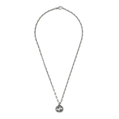 Gucci / Interlocking / collana con pendente GG torchon / argento con finiture anticate