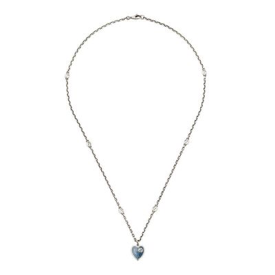 Gucci / Epilogue / collana con cuore in smalto GG / argento e smalto celeste