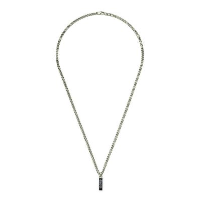 Gucci / collana groumette con pendente / argento e smalto nero