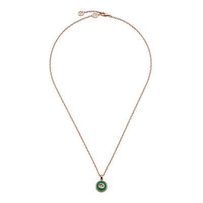 Gucci / Interlocking G / collana a catena / oro rosa, agata verde e diamante