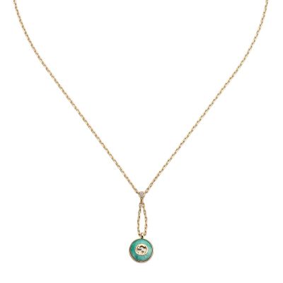 Gucci / Interlocking G / collana con pendente / oro giallo, diamante e amazzonite