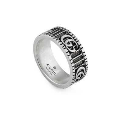Gucci / GG Marmont / anello fascia con motivo Doppia G / argento 