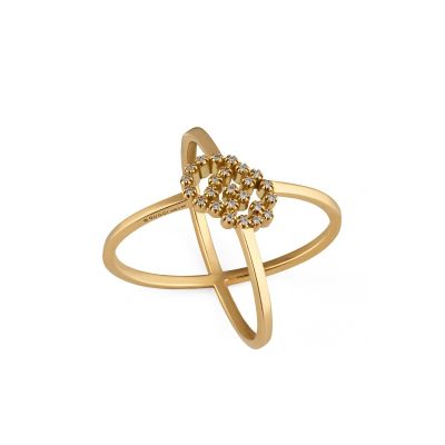 Gucci / GG Running / anello GG a forma di X / oro giallo con diamanti