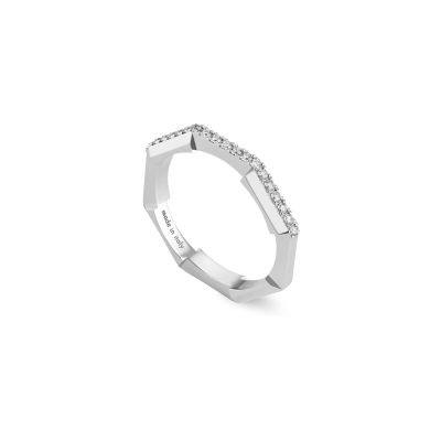 Gucci / Link to Love / anello impilabile 3 mm / oro bianco e diamanti