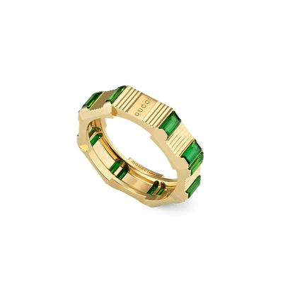 Gucci / Link to Love / anello impilabile 6 mm / oro giallo e tormalina verde
