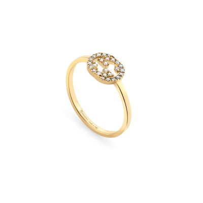 Gucci / Interlocking G / anello con incrocio G / oro giallo e diamanti