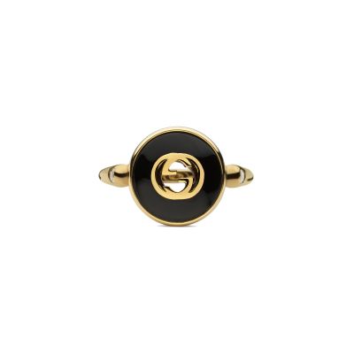 Gucci / Interlocking G / anello / oro giallo, diamanti e onice nero