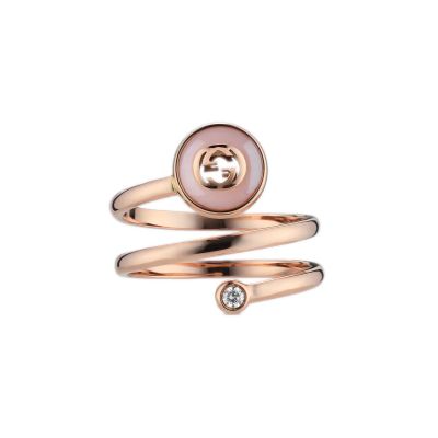 Gucci / Interlocking G / anello a spirale / oro rosa, opale rosa e diamante