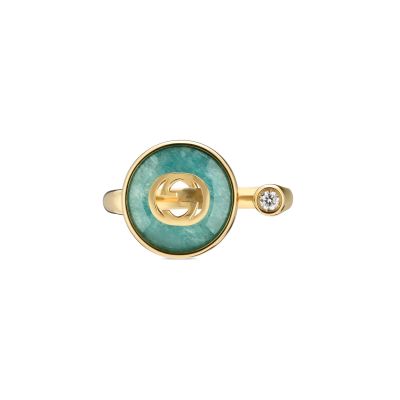 Gucci / Interlocking G / anello / oro giallo, diamante e amazzonite