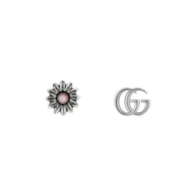 Gucci / GG Marmont / orecchini con fiore e Doppia G / argento e madreperla rosa