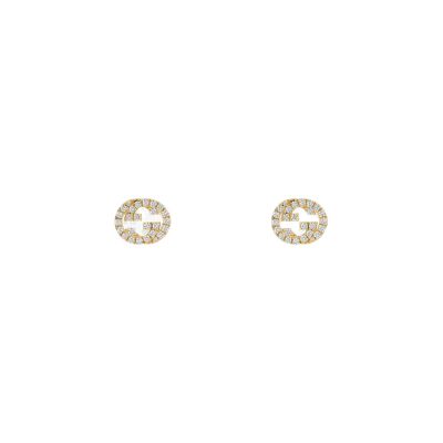 Gucci / Interlocking G / orecchini a bottone con incrocio G / oro giallo e diamanti