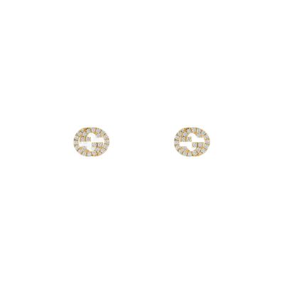 Gucci / Interlocking G / orecchini a bottone con incrocio G / oro giallo e diamanti