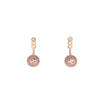 Gucci / Interlocking G / orecchini / oro rosa, diamanti e opale rosa