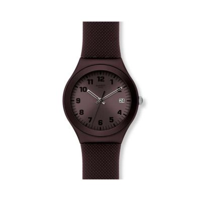 Swatch / Irony / Brown Effect / orologio unisex / quadrante marrone / cassa alluminio / cinturino silicone