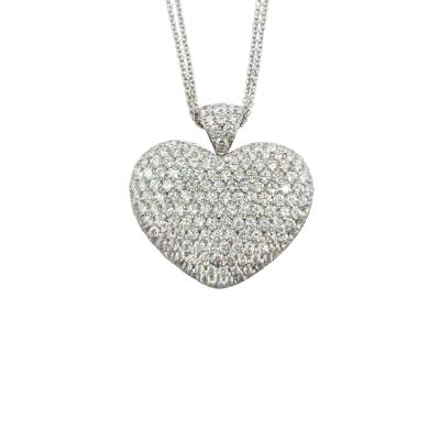Crivelli / collana con pendente cuore grande / oro bianco e diamanti