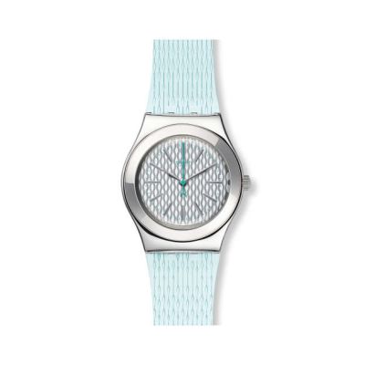 Swatch / Time to Swatch / Mint Halo / orologio unisex / quadrante argentato / cassa acciaio / cinturino silicone