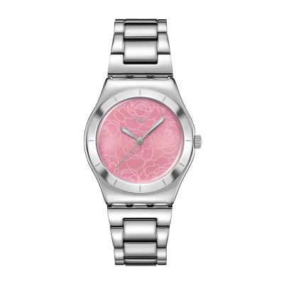 Swatch / Petal Charm / orologio donna / quadrante rosa / cassa e bracciale acciaio