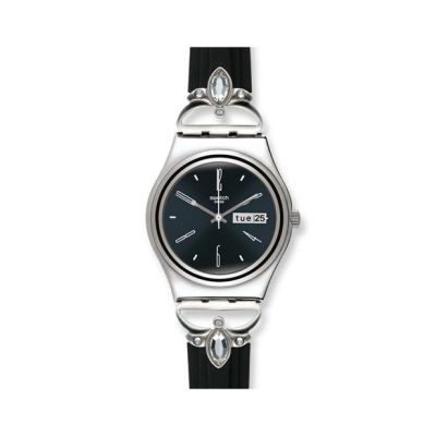 Swatch / Lady / Moroccan Night / orologio donna / quadrante nero / cassa acciaio / cinturino gomma