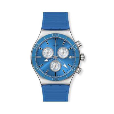 Swatch / Irony Chrono / Blue is All / orologio uomo / quadrante blu / cassa acciaio / cinturino silicone