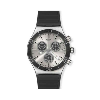 Swatch / Irony Chrono / Great Outdoor / orologio uomo / quadrante argentato / cassa acciaio / cinturino silicone