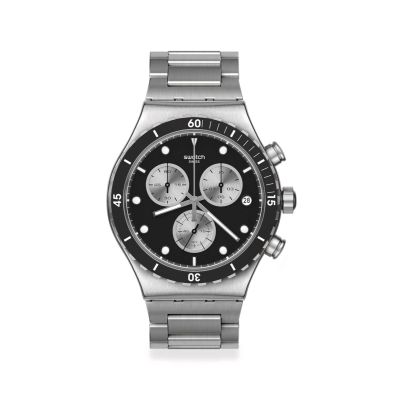 Swatch / New Irony Chrono / Dark Irony / orologio unisex / quadrante nero / cassa e bracciale acciaio