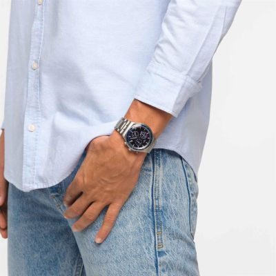 Orologio EBERHARD Aiglon Colors Quadrante Blu 41mm Pelle Vintage 41030