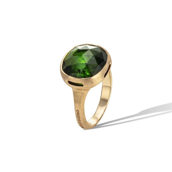 Marco Bicego Jaipur Color Anello Oro Giallo E Tormalina Verde