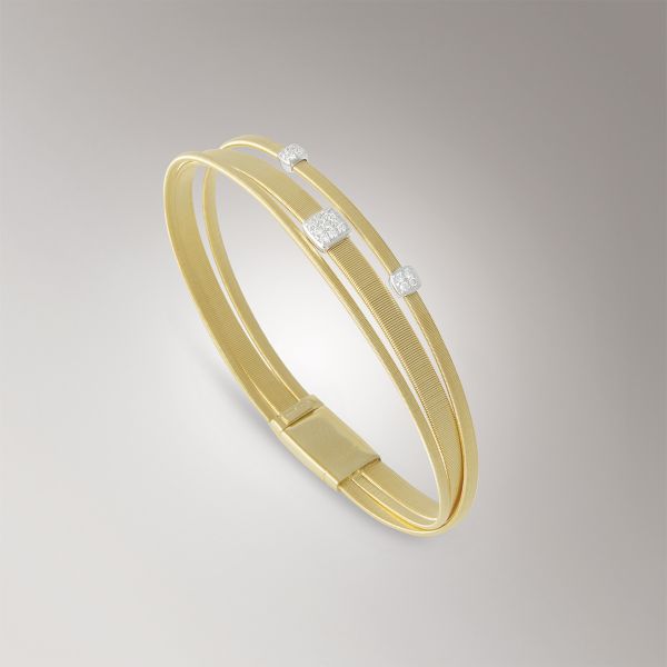 Marco Bicego Masai Bracciale 3 Fili Oro Giallo E Diamanti