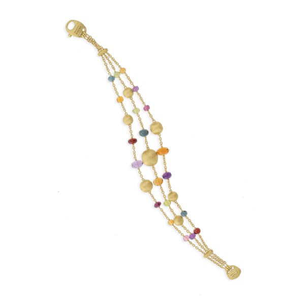 Marco Bicego Africa Bracciale 18 5 Cm Oro Giallo E Pietre Multicolore