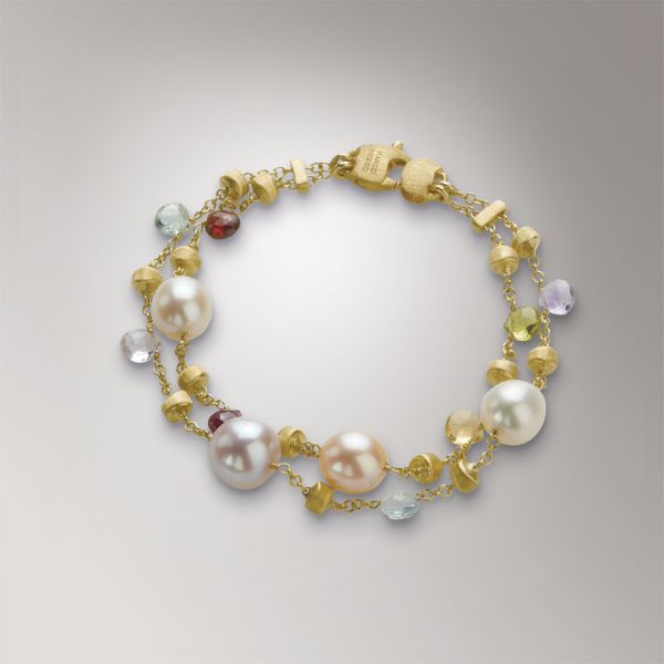 Marco Bicego Paradise Bracciale 2 Fili 19 Cm Oro Giallo Pietre E