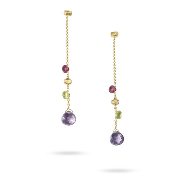 Marco Bicego Paradise Orecchini Lunghi Oro Giallo E Pietre