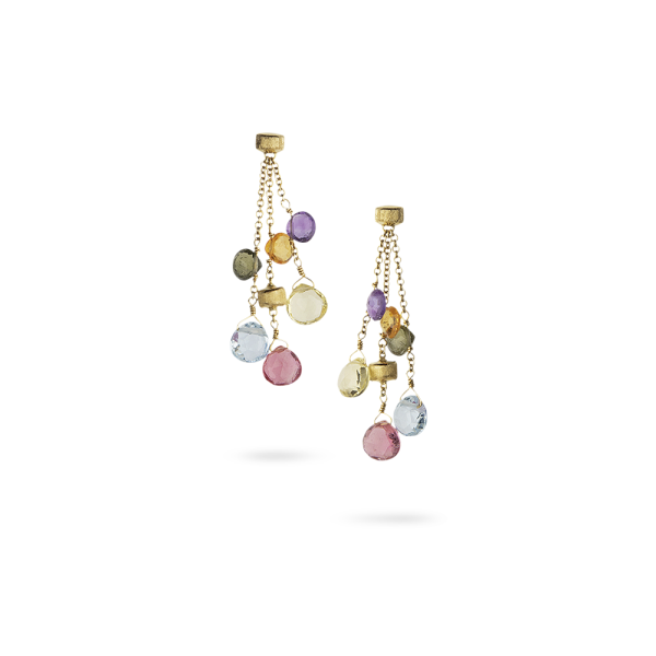 Marco Bicego Paradise Orecchini 3 Fili Oro Giallo E Pietre