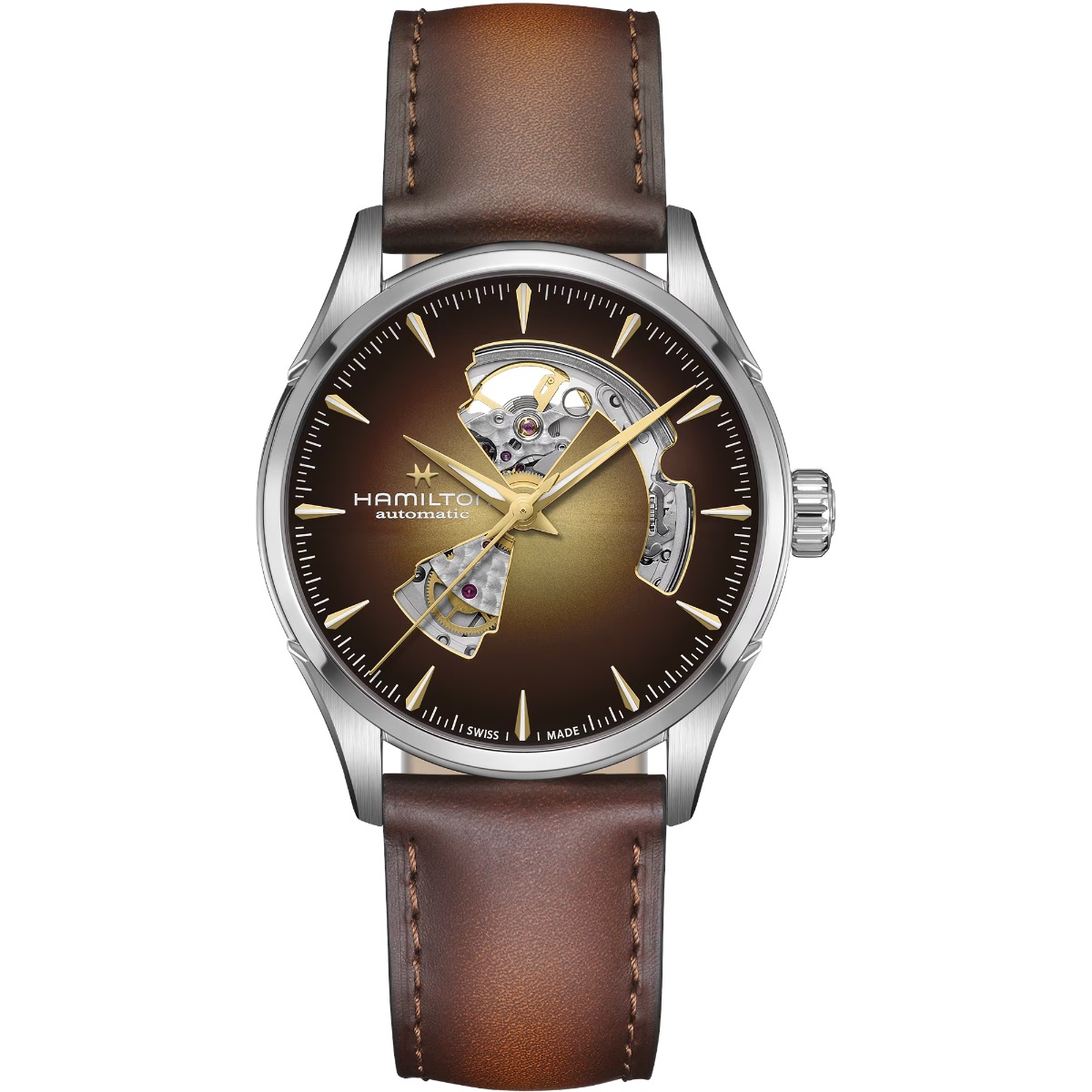 Dugena Orologio da polso uomo Milano, movimento automatico, quadrante bianco, cassa in acciaio inox, vetro zaffiro, cinturino in pelle, fibbia ad ardiglione, 5 bar, cinghia