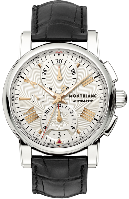Montblanc Star Chronograph GMT Automatic / orologio uomo / quadrante  argentato / cassa acciaio / cinturino alligatore nero