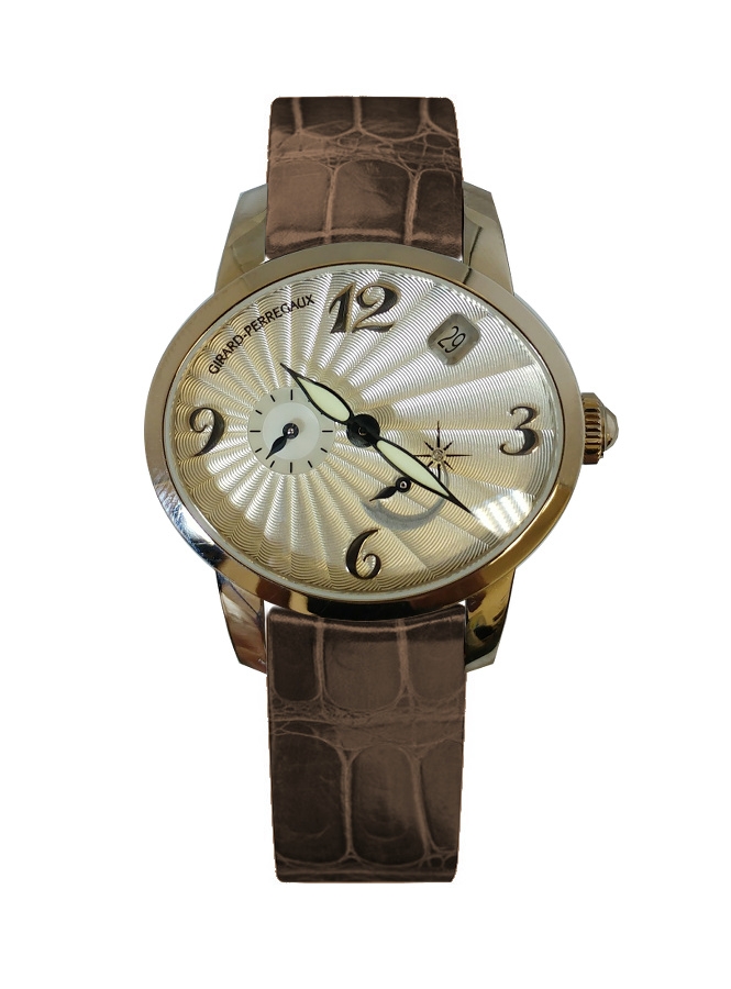 Girard Perregaux Cat's Eye / orologio donna / quadrante guilloche / cassa  oro / cinturino pelle marrone