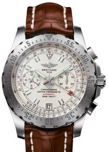 Breitling Chronomat 44 / orologio uomo / quadrante argentato sierra / cassa  acciaio / cinturino pelle marrone