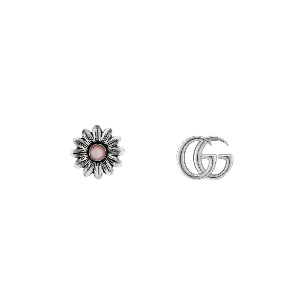 Gucci / GG Marmont / orecchini con fiore e Doppia G / argento e madreperla  rosa